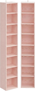 IRONCK Tall Narrow Bookshelf 8 Tiers 71in Set of 2, Compact Corner Bookcase