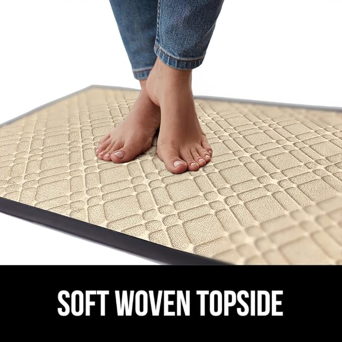 GORILLA GRIP 100% Waterproof All-Season WeatherMax Doormat, 47x35, US Designed Natural Rubber, Stain and Fade Resistant, Low Profile Indoor Outdoor Door Mats, Easy Clean Patio Mat, Modern Latte