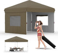 Garvee 10x10 Pop Up Canopy Tent with 3 Removable Sidewall, Heavy Duty Commercial Instant Shelter with One-Person Setup, UPF 50+ Waterproof, 100 Sq Ft Shade for Outdoor Events, Camping