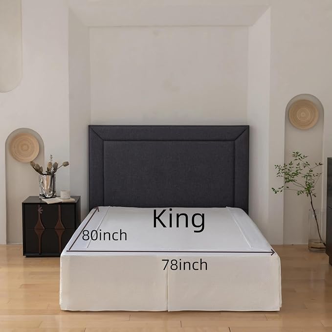 King Bed Skirt, Wrap Around Bed Skirt with Pleated Corner, 18 Inch Drop Pleated Waffle Weave Bedskirts, Anti-Slip, Microfiber, Ivory, 18'' King