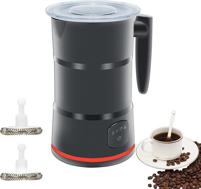 4 in 1 Electric Milk Frother, Steamer with Warming function, Automatic Hot and Cold Milk Frother, Coffee Frother, Latte, Hot Chocolate, Macchiato, Cappuccino (Black)