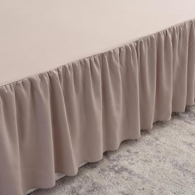 Bed Skirt King Size Ruffled Bed Skirt with Split Corners, 16 Inch Drop Dust Ruffle Bed Skirts with Platform, Khaki