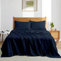Deep Pocket King Sheets Set - Luxury 338 Thread Count Sateen, 100% Cotton Sheets with All Around Elastic for a, Hotel Quality Bedding Set (Navy Blue Solid)