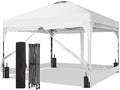 10x10 FT Pop Up Canopy with 4 Clear PVC Sidewalls, Instant 1-Button Push Canopy Tent for Outdoor Activities & Events