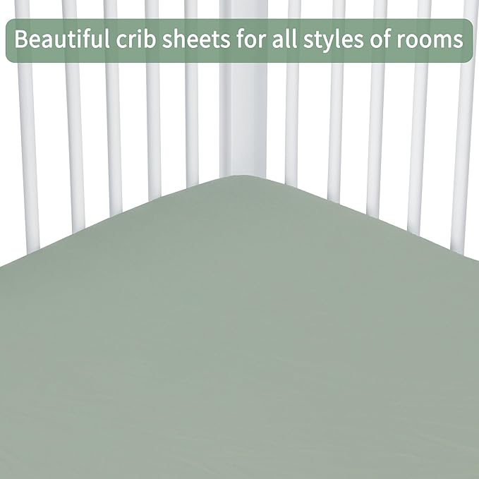 Baby Crib Sheets for Boys Girls, 2 Pack Fitted Crib Sheet for Standard Crib and Toddler Mattress, Soft Microfiber Baby Sheet 52x28x8in (Brown & Green)