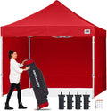ABCCANOPY Easy Pop Up Canopy Tent with Sidewalls Commercial -Series, Red