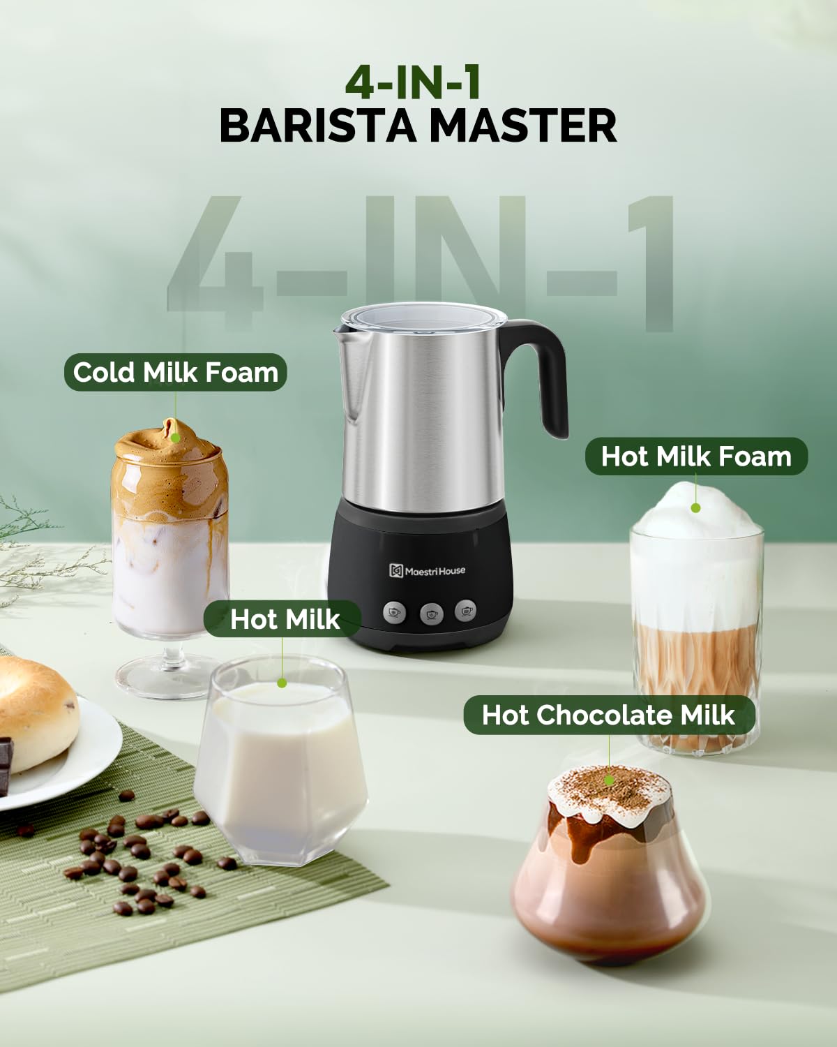Maestri House 16.9OZ BasicFro 500 Electric Milk Steamer and Frother