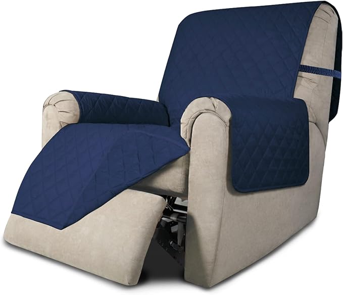 Easy-Going Recliner Chair Slipcover Reversible Sofa Cover Water Resistant Couch Cover Furniture Protector with Elastic Straps for Pets Dog (Recliner 22 inch, Navy/Navy)