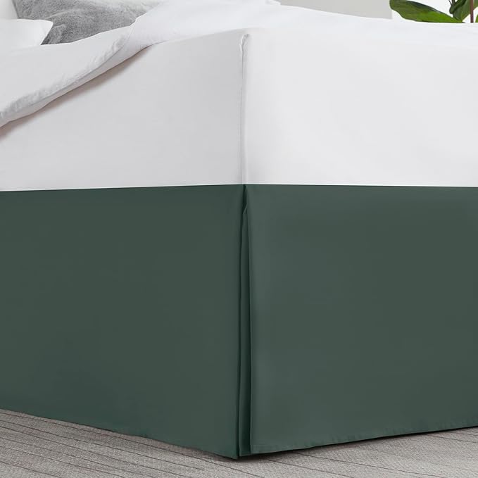 Nestl Forest Green Full Bed Skirt - Full Size Bed Skirt 14 Inch Drop - Brushed Microfiber Bed Skirts - Hotel Quality Pleated Bed Skirt - Shrinkage & Fade Resistant