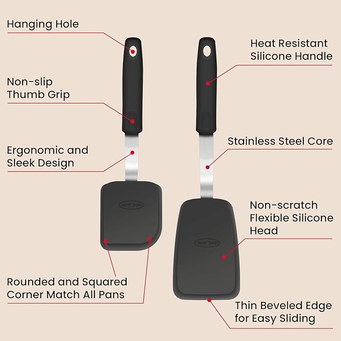 Unicook 2-Piece Small and Mini Silicone Spatula Set for Cooking and Baking