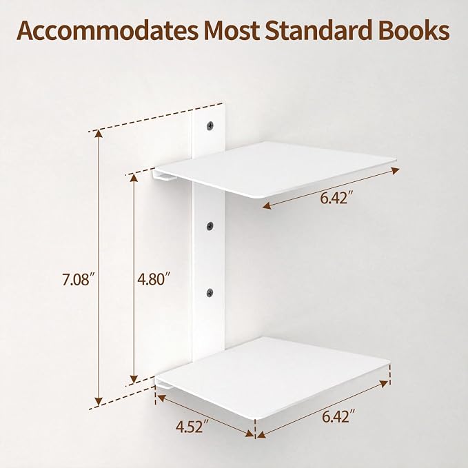 Invisible Floating Bookshelves 6 Tier, Heavy Duty Metal Book Organizer