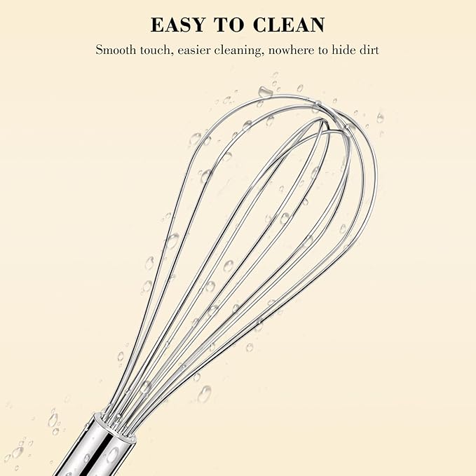 NileHome Stainless Steel Whisk Set 8" 10" 12" Kitchen Whisk Balloon Whisk Kitchen Wisk Wire Whisks for Cooking, Whisking, Blending, Beating, Stirring-3 Pack…
