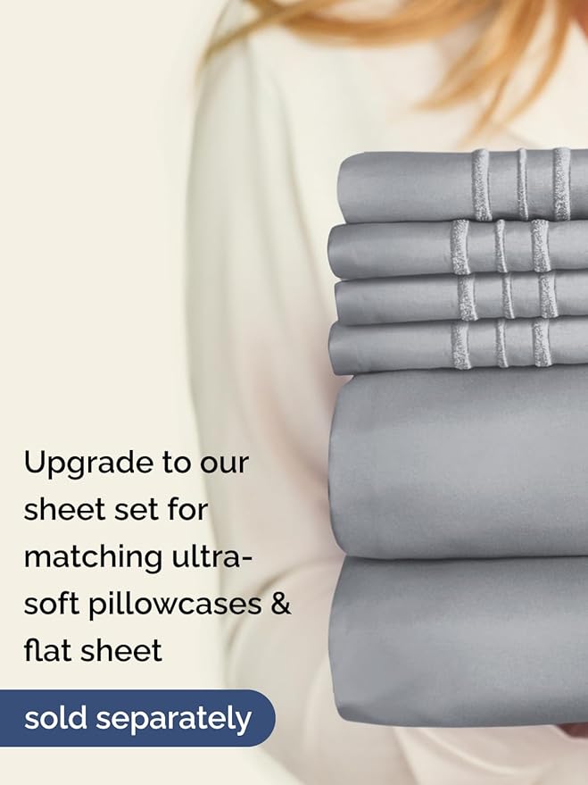 Extra Deep King Fitted Sheet - Hotel Luxury Single Fitted Sheet Only - Easily Fits 18 inch to 24 inch Mattress - Ultra Soft, Wrinkle & Fade Free w/Extra Deep Pockets - Breathable & Comfy - Steel Blue