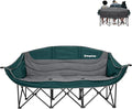 KingCamp 3 Person Camping Chair, Oversized 1100lbs Heavy Duty Loveseat for Adults Portable Folding XL 2 Person Couch Padded Comfortable Three Seat with Cup Holder for Outdoor Lawn Backyard, Green/Grey