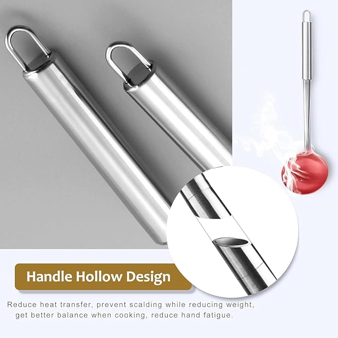 Kitchen Utensils Set, 10 PCS Stainless Steel Utensils Set for Cooking, Heat Resistant Spatula Cooking Utensils Set with Turners, Serving Spoon, Ladle, Skimmer, Pasta Fork