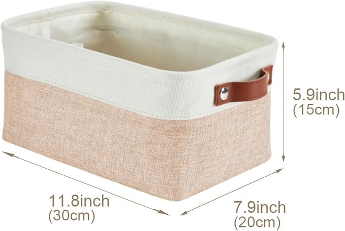 DECOMOMO Small Storage Basket, Closet Storage Bins, Baskets for Organizing Shelves (Beige & White, Small - 6 Pack)