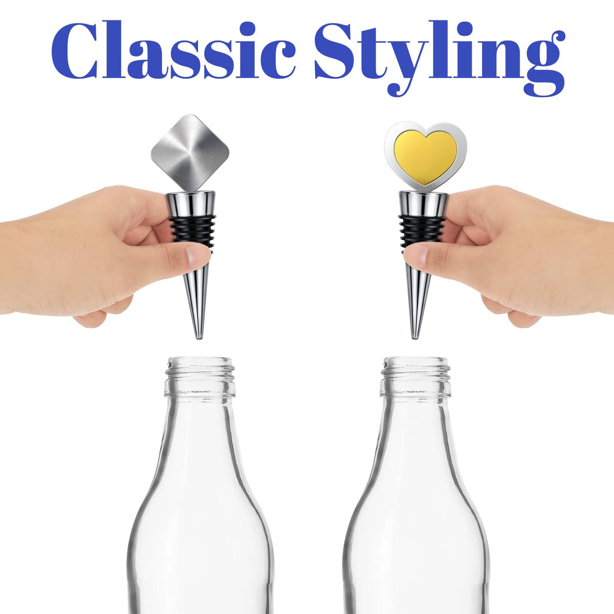 Honeydak 6 Pieces Stainless Steel Wine Bottle Stoppers Reusable Corks