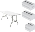 50 Pack of 6 Foot Foldable Table with Built in Handle & Steel Legs ,Heavy Duty Portable ,Perfect for Party, Dining, Wedding, Events, Picnic Indoor, Outdoor, Camping, Utility, Folding(white-50pac)