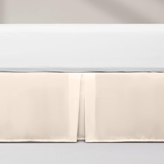 SONIVE Twin Bed Skirt,15" Drop Pleated Dust Ruffle,Classic Tailored Easy Fit Brushed Microfiber Skirts Hotel Quality Shrinkage & Fade Resistant Beige