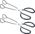 HINMAY 10-Inch Heavy Duty Stainless Steel Kitchen Scissor Tongs, Set of 2