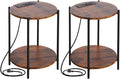 Gawicpy 2 Tier Round Side Table, Folding End Tables Coffee Table Simplistic