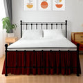 Shreem Linen Ruffled Bed Skirt with Split Corners, Gathered Style, 100% Microfiber, 16-Inch Drop, Dust Ruffle Bedskirt with Platform, Full, Burgundy