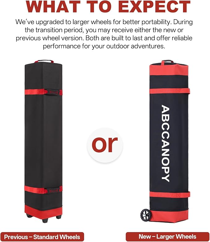 ABCCANOPY 10x10 Pop Up Canopy Tent, Easy Setup Instant Shelter with Wheeled Bag, Heavy Duty Outdoor Canopy for Beach, Market, Backyard, UV Protection, Outdoor Weather Protection (Red, 10x10)