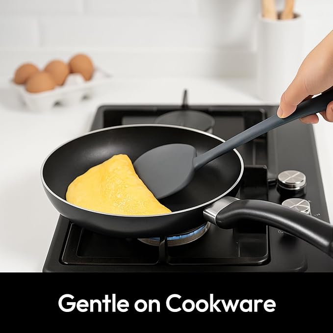 carrotez Silicone Wide Spatula Turner for Kitchen Use 482°F Heat Resistant Flipper, Scratch-Free, 1 Pack - Dark Gray