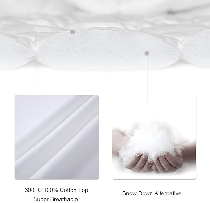 LEISURE TOWN King Mattress Pad Fitted Quilted Cotton Mattress Cover Cooling Soft Pillow Top Mattress Topper with Down Alternative Filling Mattress Protector with 8-21 Deep Pocket (78x80 Inch Grey)