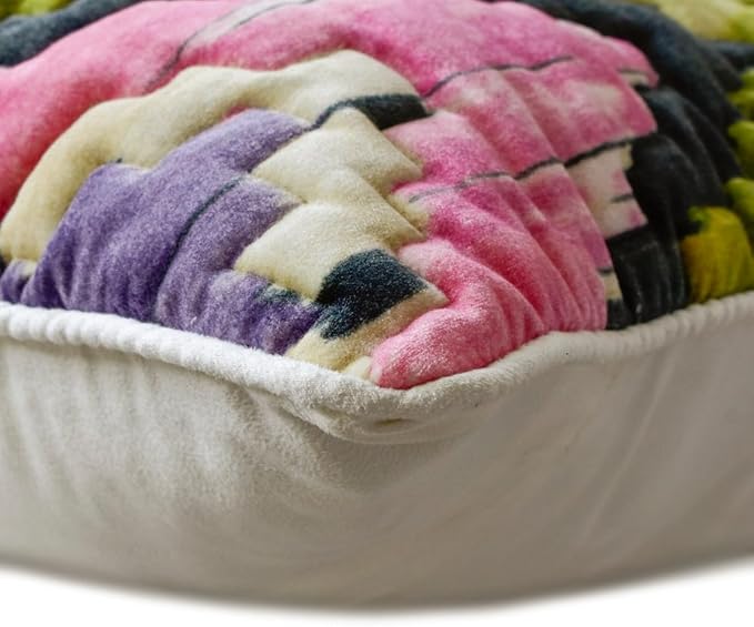 The HomeCentric King/Queen/Twin Pink & Purple Luxury CA King 86"x18" Bed Runner with Two Pillow Cover, Chevron, Quilted Bed Scarf on Velvet Fabric - Artful Chevron