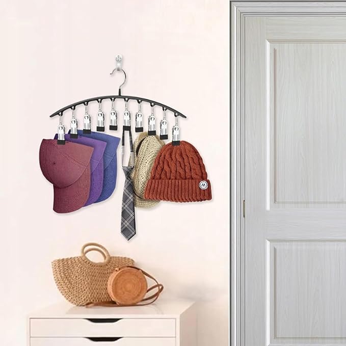 Legging Hangers for Closet Organizer, Hat Hangers for Closet 2 Pack with 10 Clips Holds 20 Leggings, Legging Hanger, Pants Storage Organizer Suitable for Socks, Panties, Underwear, Pants (4-White)