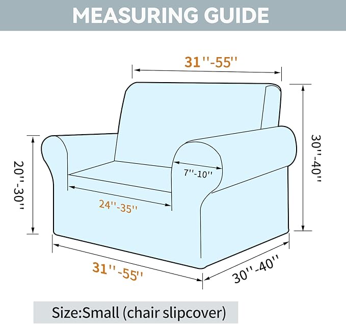 LURKA Stretch Chair Sofa Slipcovers 1 Piece Couch Covers for Sofa Furniture Protector Full Sofa Covers with Elastic Bottom for Kids and Dog (Small, Ivory)