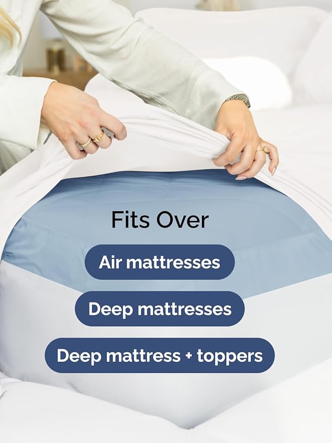 Extra Deep Twin Fitted Sheet - Hotel Luxury Single Fitted Sheet Only - Easily Fits 18 inch to 24 inch Mattress - Ultra Soft, Wrinkle Free with Extra Deep Pockets - Breathable & Comfy - Antique White