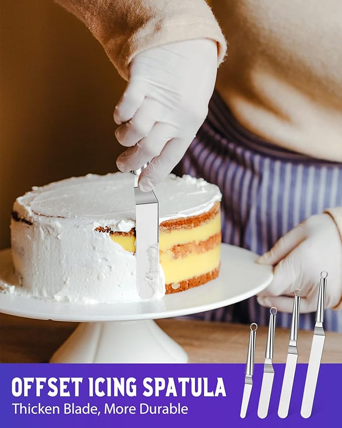 PETHOMKIT Metal Offset Icing Spatula for Cake Decorating Frosting, Set of 4