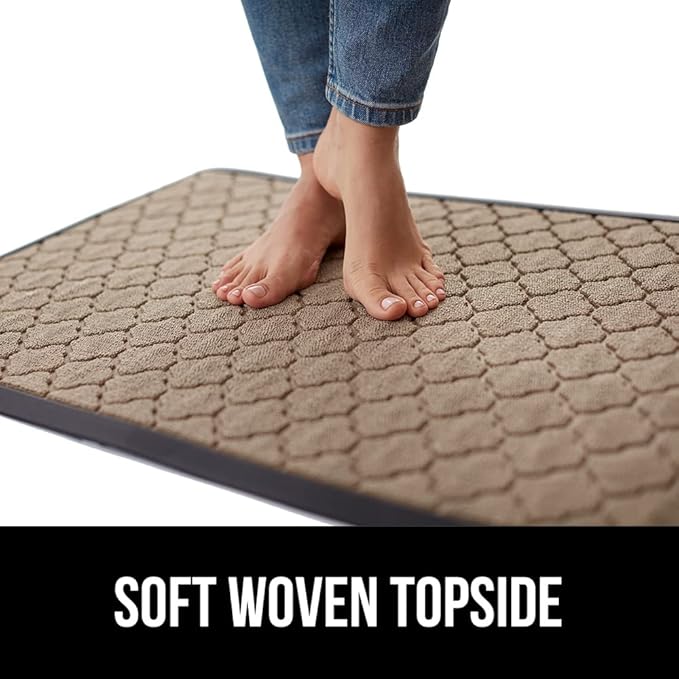 GORILLA GRIP 100% Waterproof All-Season WeatherMax Doormat, 47x35, US Designed Natural Rubber, Stain and Fade Resistant, Low Profile Indoor Outdoor Door Mats, Easy Clean Patio Mat, Latte Quatrefoil