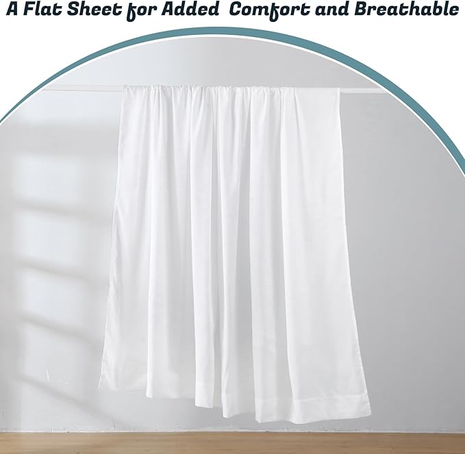 Extra Deep Pocket Twin Sheet Set for Air Mattress, 3 Piece Air Bed Sheets Set with 18-24 Inches Depth, Soft & Breathable Inflatable Bed Sheet Set with Flat Sheet, Fitted Sheet and Pillowcase, White