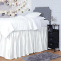 Shreem Linen Dorm Room Bed Skirt Twin XL 42 Inch Drop, 100% Microfiber Extra Long Bedskirt, White