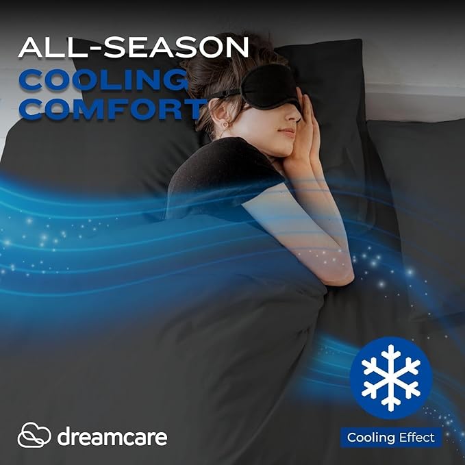 DREAMCARE Full Size Sheets Set - 4 Pcs Cooling Bed Sheets with Up to 15" Deep Pockets - Soft, Long-Lasting 100% Brushed Polyester with Side Pocket (Mocha Brown)