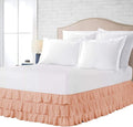 Multi-Ruffle Bed Skirt, Soft Multi Elastic Dust Ruffles with Wrap Around Bed Skirt Easy Fit with 18 Inch Drop 100% Cotton 800 Thread Count (Full XL, Peach)