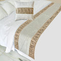 The HomeCentric King/Queen/Twin Brown Decorative Queen 74"x18" Bed Runner Without Pillow Cover, Patchwork, Pintucks Bed Scarf on Velvet Fabric - Cascade Pleats