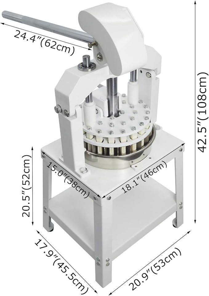 BANFLUXION 24PCS Vertical Type Manual Dough Dividing Machine 2 Trays Manual Dough Divider Bakery Dough Cutter Machine 1.59oz-8.46oz(45g-240g)/pcs