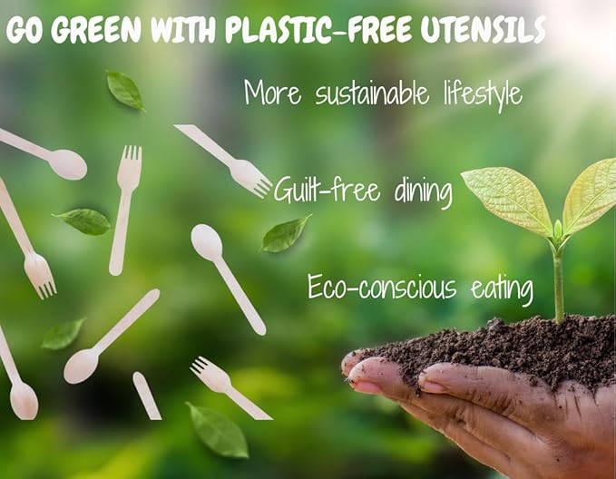 Bamboo Disposable & Compostable Spoons | Biodegradable | 6.7" Eco-Friendly Utensils | 100 Pack (Spoons)