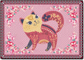 Cartoon Animal Pattern Area Rug Cute Cat Luxury Floral Decor for Carpet Farmhouse Bedroom Living Room Rugs Bathroom Kitchen Runner Mat Indoor Outdoor Non Slip Doormat 4' X 7'