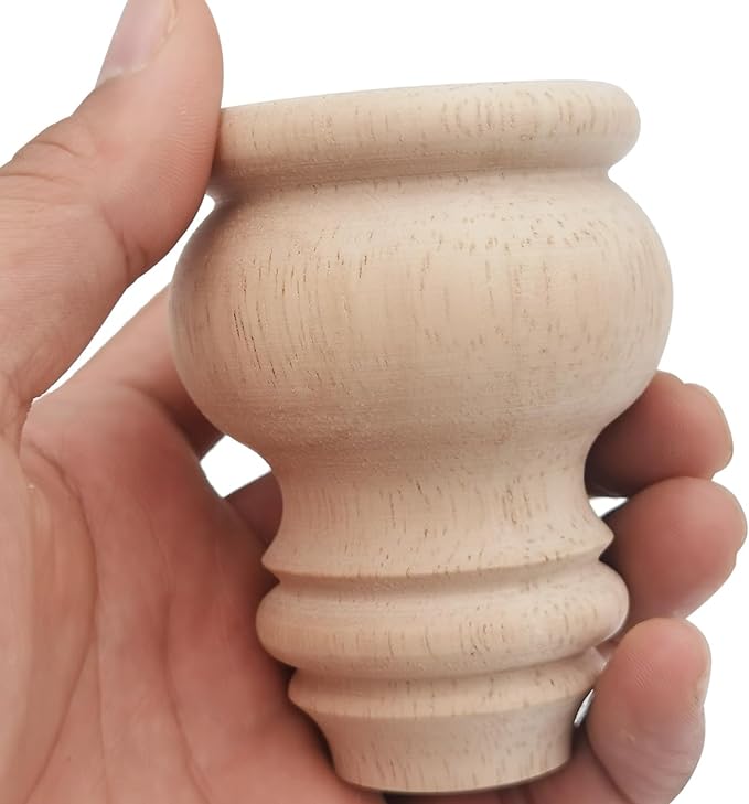 3" Tall Solid Wood Furniture Legs Unfinished Bun Feet