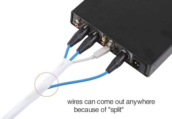Alex Tech 10ft - 1.25 inch Cord Protector Wire Loom Tubing Cable Sleeve Split Sleeving for USB Cable Power Cord Audio Video Cable - Protect Cat from Chewing Cords - White