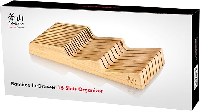 Cangshan Bamboo In-Drawer 15-Slot Knife Organizer Block