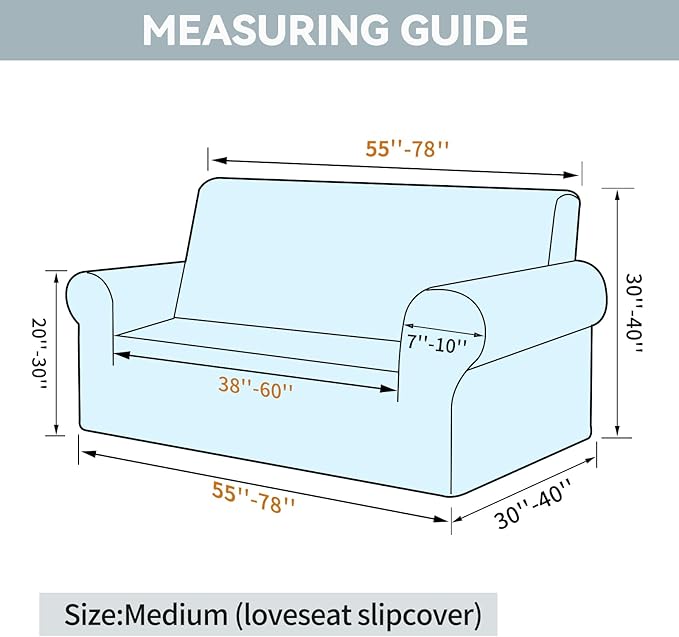 LURKA Stretch Loveseat Sofa Slipcovers 1 Piece Couch Covers for Sofa Furniture Protector Full Sofa Covers with Elastic Bottom for Kids and Dog (Medium, Pumpkin)