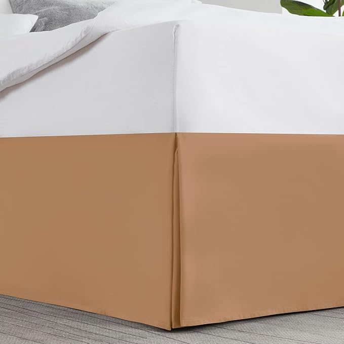 Nestl Light Brown Twin Bed Skirt - Twin Size Bed Skirt 14 Inch Drop - Brushed Microfiber Bed Skirts - Hotel Quality Pleated Bed Skirt - Shrinkage & Fade Resistant
