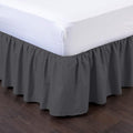 Bed Skirt - Ruffled Bed Skirt (Full XL, Dark Grey) 12 Inch Drop Dust Ruffle with Platform, 100% Cotton 800 Thread Count Fabric - Dust Ruffle Bedskirt for Easy Fitting and Easy Care