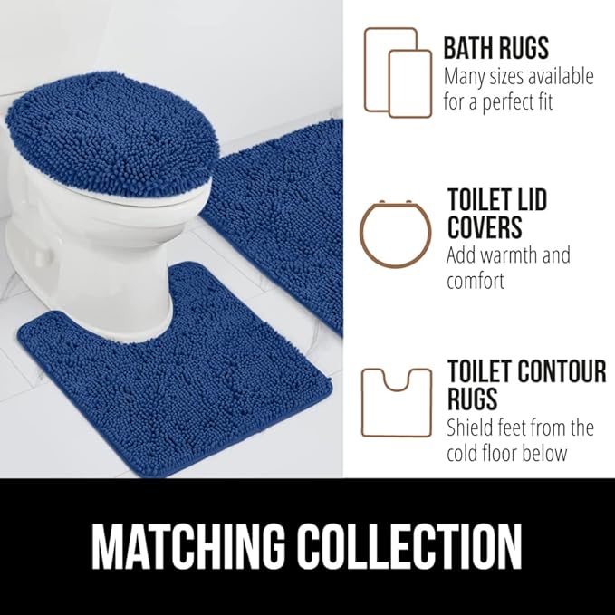 GORILLA GRIP Bath Rug Mat, Thick Soft Absorbent Chenille, Quick Dry Microfiber Mats, Rubber Backing Washable Shower Floor Rugs, US Designed Bathroom Bathmat Home Decor Accessories, 24x17 Royal Blue